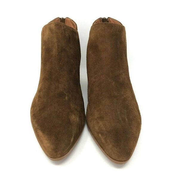 Aquatalia Ankle Booties Brown Leather Cuban Heel 7 - Picture 2 of 8